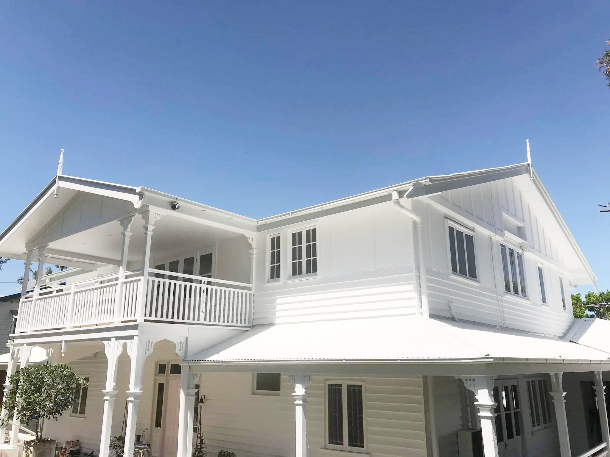all white exterior residential painting